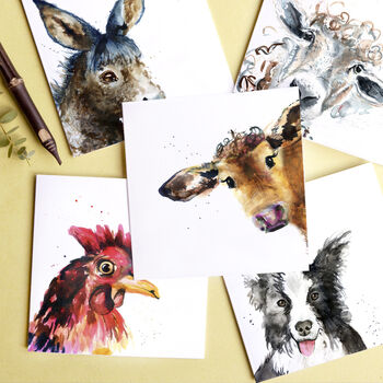 Farmyard Collection Pack Of Five Blank Greeting Cards, 8 of 8