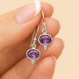 Sterling Silver Oval Amethyst Drop Earrings, thumbnail 2 of 10
