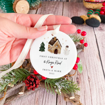 Custom First Christmas In New Home Ceramic Ornament, 2 of 7