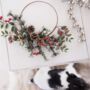 Red Berry Christmas Half Wreath With Christmas Ribbon, thumbnail 2 of 2
