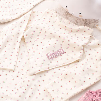 Baby Girls Blossom And Heart Babygrow And Hat Gift Set, 3 of 12