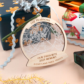 Personalised Favourite Family Memory Snow Globe Map Christmas Bauble, 2 of 4