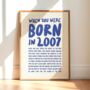 Born In 2007 18th Birthday Print, thumbnail 1 of 4