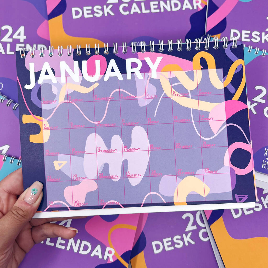 2024 Colourful Patterned A5 Desk Calendar By Xoxo Designs by Ruth