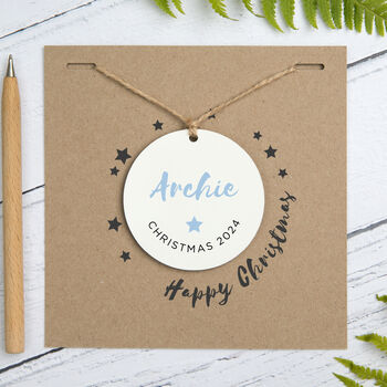 Personalised Christmas Tree Decoration Christmas Card, 3 of 6