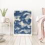 Japanese Yasuragi Inner Peace Blue Wave Art Print, thumbnail 2 of 3