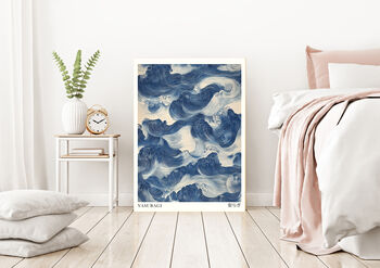 Japanese Yasuragi Inner Peace Blue Wave Art Print, 2 of 3