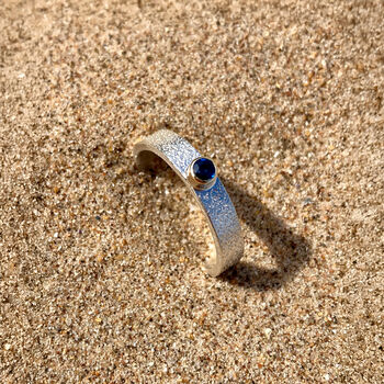 Sapphire September Birthstone Ring In Textured Sterling Silver And 9ct Gold, 6 of 11