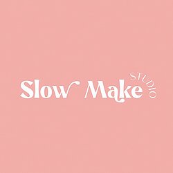 Slow Make written in fun bold writing, with 'studio' circling the text