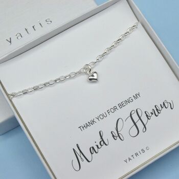 Sterling Silver Maid Of Honour / Bridesmaid Thank You Bracelet, 2 of 3