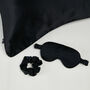 Silk Sleep Giftset Black Luxury Pillowcase Eye Mask And Scrunchie, thumbnail 2 of 12