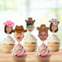 Personalised Cowboy And Cowgirl Photo Cupcake Toppers, thumbnail 1 of 3