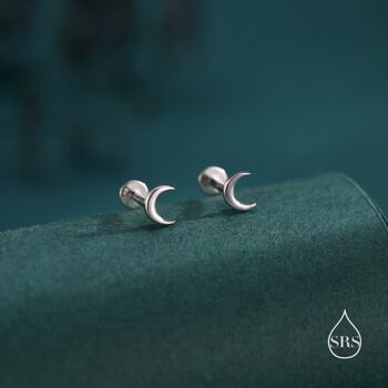 Sterling Silver Tiny Moon Earrings, 6 of 12