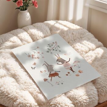 Dancing Bunny Nursery Art – Neutral Boho Wall Print Set, 5 of 5