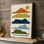 Scottish Highlands Mountain Silhouette Print, thumbnail 3 of 4