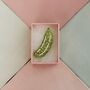 Green Pickle Glitter Resin Brooch / Gift For Pickle Lovers / Gherkin Inspired Jewellery / Dill Pickle Brooch, thumbnail 1 of 6