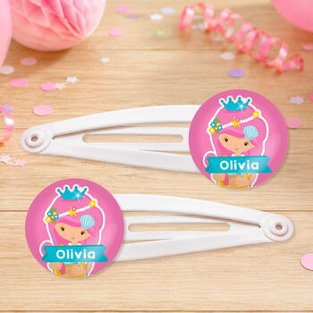 Personalised Mermaids Birthday Hair Clips, 2 of 3