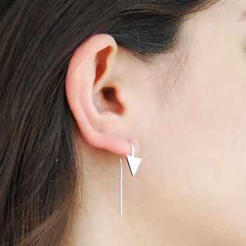Sterling Silver Geometric Triangle Earrings, 2 of 3