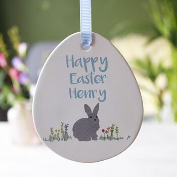 First Easter Rabbit Ceramic Hanging Decoration, 2 of 9