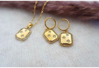 Gold Necklace And Earring Set With Personalised Pouch, 5 of 6