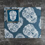 Blue White Illustrated Skull Mirror And Lens Cloth Set, thumbnail 3 of 7