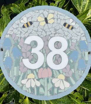 Floral Mosaic House Door Number Sign, 4 of 12