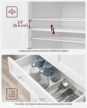 Tall Kitchen Pantry Cupboard High Storage Cabinet, 5 of 8