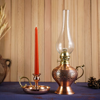 Handcrafted Solid Copper Oil Lamp And Candle Lantern Set, 2 of 12