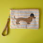 Mr Sausage Dog Cosmetic Pouch / Clutch, thumbnail 1 of 6