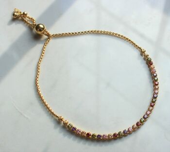 Gold Or Silver Rainbow Cubic Zirconia Bracelet, 4 of 4