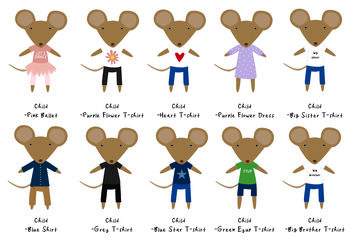 Personalised Easter Family Mouse Or Bunny A4 Print, 5 of 9