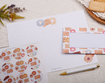 A4 Origami Writing Paper That Folds Into An Envelope With Biscuit Design, 4 of 5
