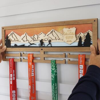 Triathlon Medal Hanger And 3D Display For Swim, Bike, Run Achievements, 3 of 11