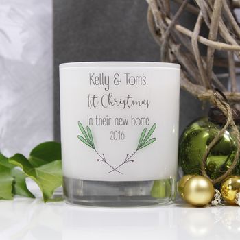 New Home Christmas Scented Glass Candle, 2 of 9