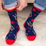 Men's Bamboo Socks Blue Gardening Wheelbarrows, thumbnail 1 of 3