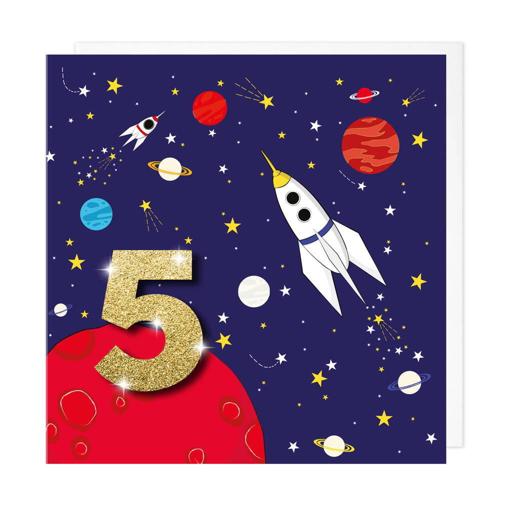 Personalised Space Kids Age Birthday Card