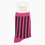 Women's Glitter Socks Hot Pink Black Stripes, thumbnail 4 of 4