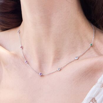 Rainbow Gemstone Necklace In Sterling Silver And Gold, 2 of 9
