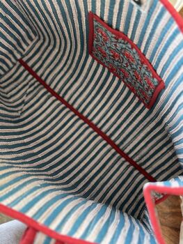 Tote Bag, Beach Bag, Block Print Indian Handbag, 5 of 12
