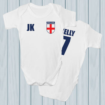 Personalised England Football Supporters Babygrows, 3 of 8