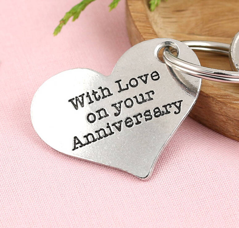 Image of Anniversary Gift Personalised Heart Keyring