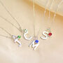 Sterling Silver Modern Initial And Birthstone Necklace, thumbnail 1 of 8