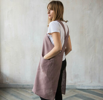 Teal Linen Pinafore Apron, 11 of 12