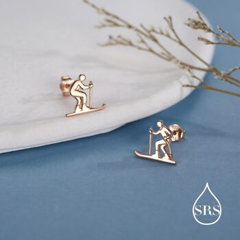 Sterling Silver Skiing Earrings, 2 of 11