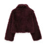 Faux Fur Shaggy Burgundy Jacket, thumbnail 2 of 3