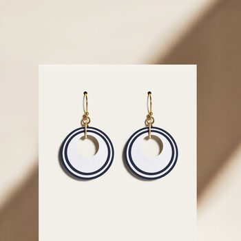 White And Navy Circular Earrings, 3 of 7