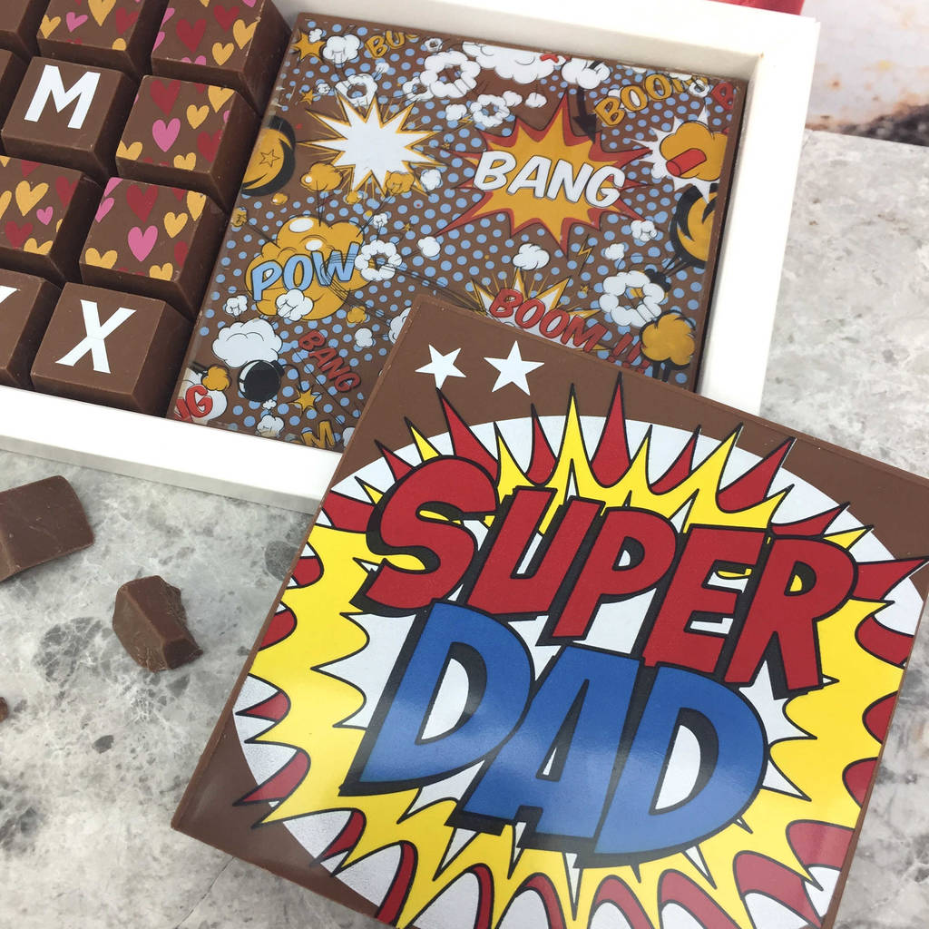 Personalised Super Dad Chocolate Message Fathers Day By Cocoapod Chocolates