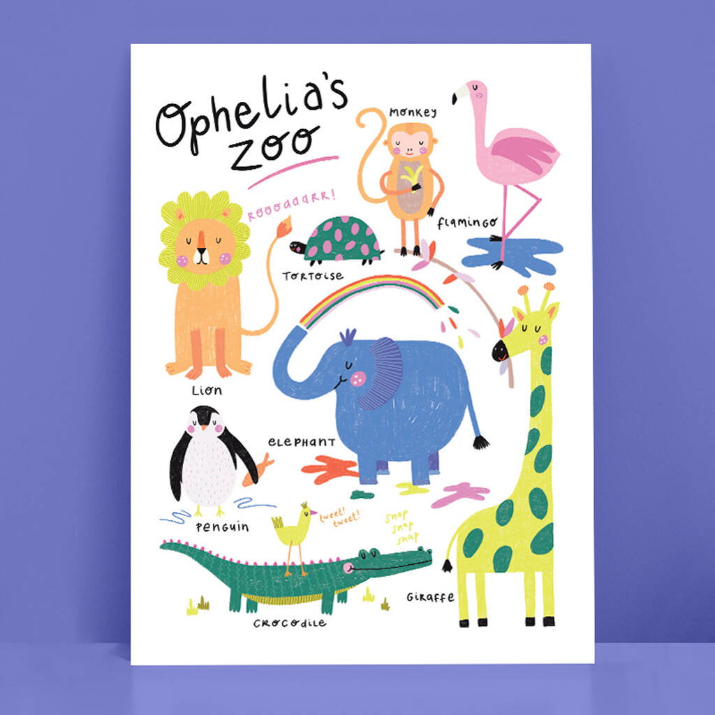Zoo Animals Personalised Print