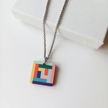 Space Square Wooden Necklace Eco Friendly Gift, 6 of 9
