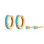 Turquoise Stone Huggie And Tiny Stud Set Of Earrings, thumbnail 7 of 8